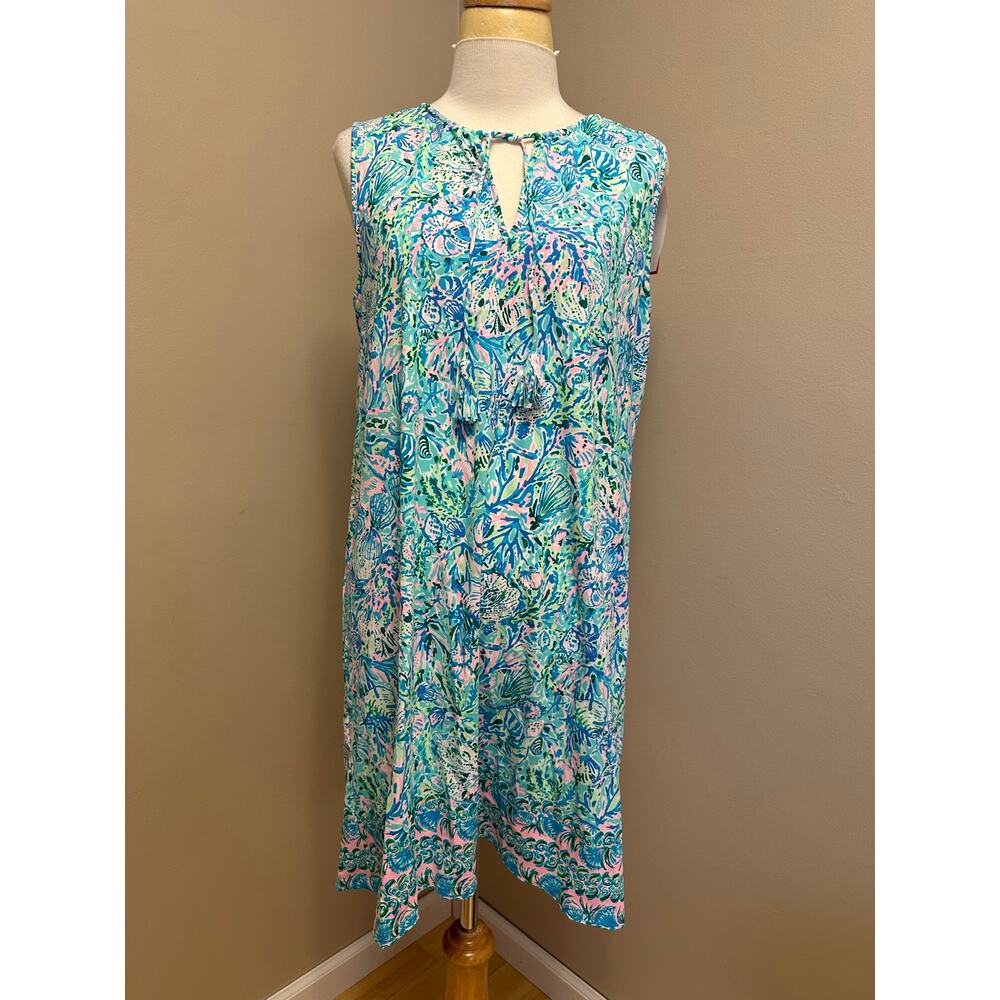 NWT Lilly Pulitzer Johana Sleeveless Coverup Surf Blue Soleil It On Me Sz Large - Picture 2 of 7